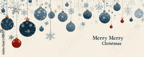 merry christmas card with hanging ball decoration vector illustration EPS10
