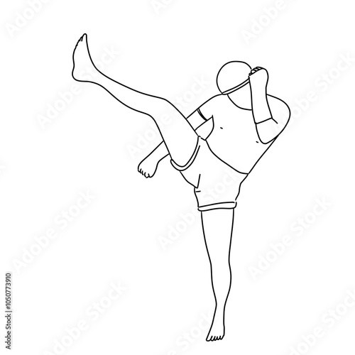 Thai Boxing format kicking illustration