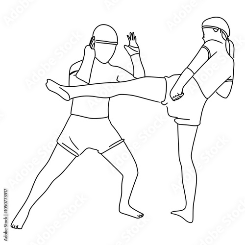 Thai Boxing format Spear Stab_Impaling the stake illustration