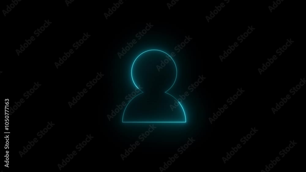 Neon contact solid icon glowing black background animation Neon contact solid icon glowing black background animation