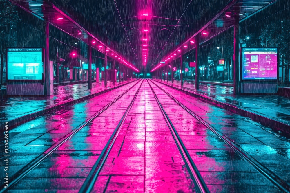 Fototapeta premium The city of the future, the city of the night, the city of cyberpunk