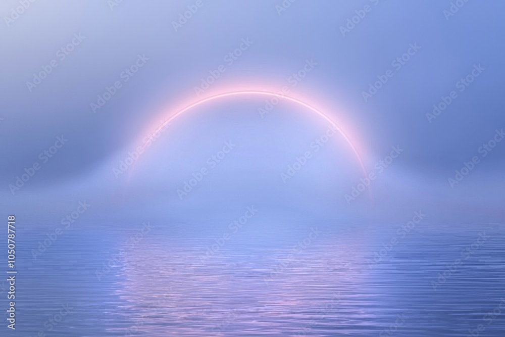 Reflections of water in neon circles in ethereal clouds Reflections of water in neon circles in ethereal clouds