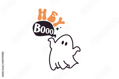 Hey Boo, cute Ghost Halloween T shirt Design