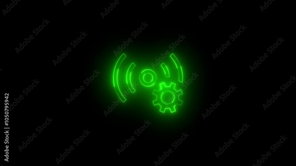 Neon default aon icon glowing black background animation