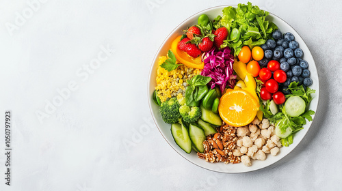 A healthy plate of food with fruits, vegetables, and whole grains, promoting diabetes-friendly nutrition, Banner, World Diabetes Day