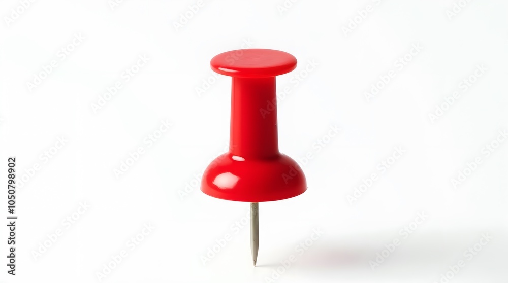 Red Push Pin Isolated on White Background for Office and Planning Concepts Red Push Pin Isolated on White Background for Office and Planning Concepts