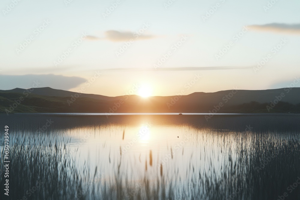 Serene Sunset Over a Mountain Lake Serene Sunset Over a Mountain Lake