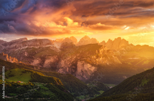 Mountains at beautiful gold...