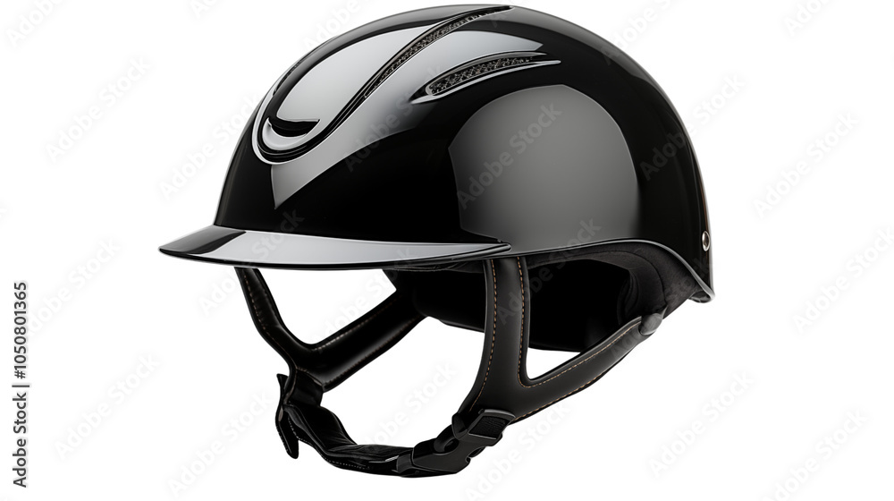 Fototapeta premium Vintage jockey helmet for horse riding, displayed on white, capturing equestrian elegance and timeless safety.