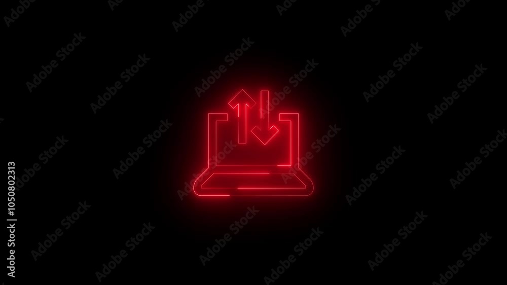 Neon delivery optimization icon glowing black background animation Neon delivery optimization icon glowing black background animation
