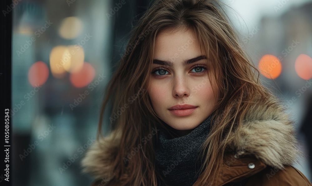 Portrait of a woman in jacket, Generative AI Portrait of a woman in jacket, Generative AI