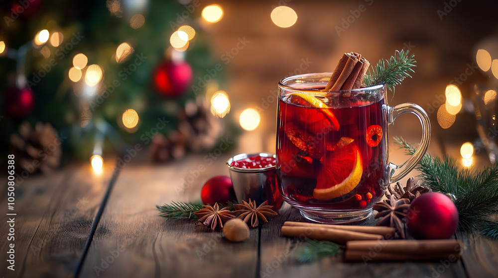 cup of hot mulled wine with ingredients around cup of hot mulled wine with ingredients around