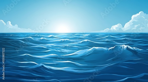 Deep blue sea with a calm ocean breeze adobe illustrator