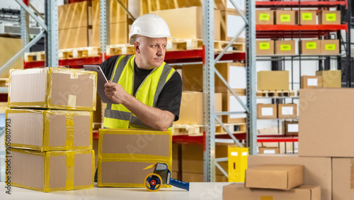 Man warehouse contractor. G...