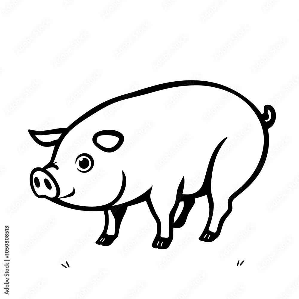 Fototapeta premium Pig black icon isolated on white background. Generative AI