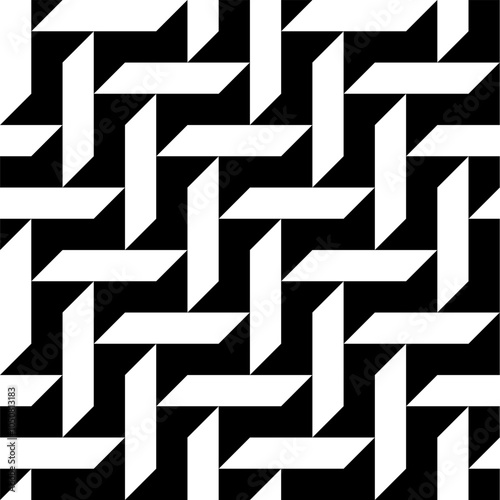 Seamless pattern with geometric motifs in black and white. Vector illustration.