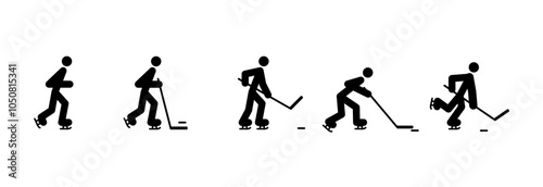 Canvas Print Hockey player icons set