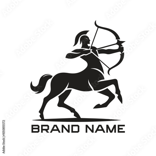 Centaur Bow Arrows Vector Logo.  Archer Logo Design Template Vector