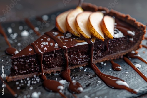 Decadent Chocolate Pear Tart with a Touch of Salt photo