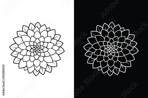 Dahlia flower Vector illustration icon isolated on white background.