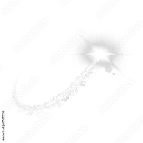 Shooting star light effect with silver sparkles