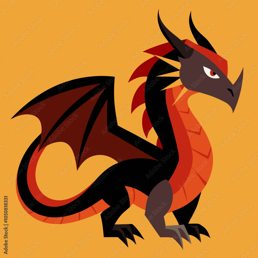 Naklejka premium red dragon on black