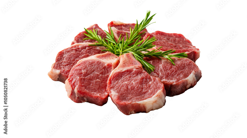Raw lamb chops artfully arranged on a white plate with fresh rosemary sprigs, prepared for cooking in a gourmet setting.
Raw lamb chops artfully arranged on a white plate with fresh rosemary sprigs, prepared for cooking in a gourmet setting.