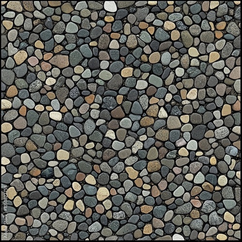 Seamless gravel texture, small, evenly distributed stones, tileable for garden paths