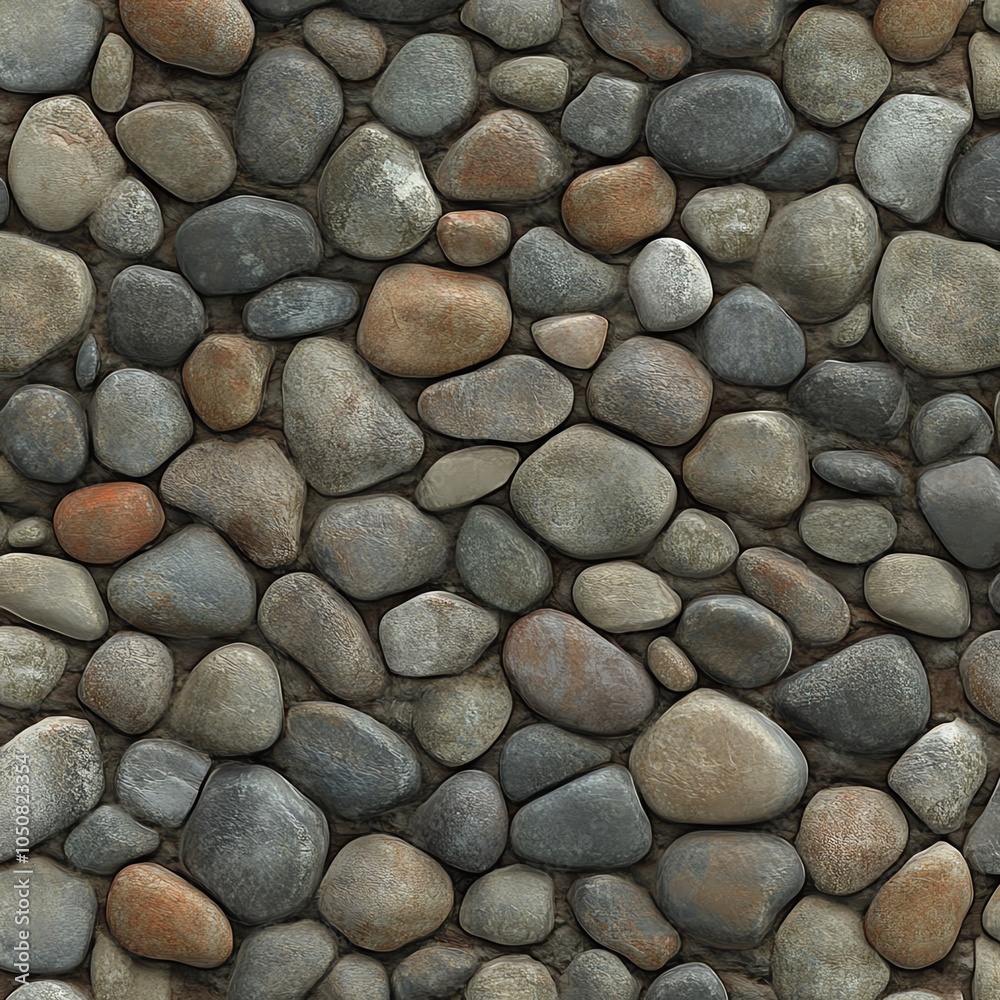 Seamless river rock texture, small, smooth stones, tileable for water features Seamless river rock texture, small, smooth stones, tileable for water features