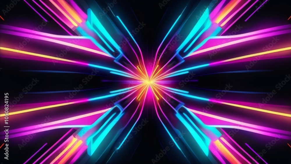 Obraz premium Vector icon of neon lights glowing on a deep black backdrop.