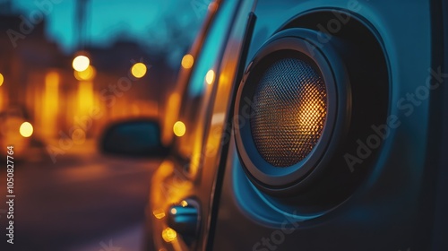 Urban Night with Car Speaker and Bokeh Lights