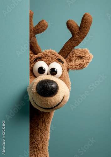 Fluffy Reindeer Toy Creeps Around Corner