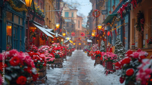 Festive decoration on the street in winter.