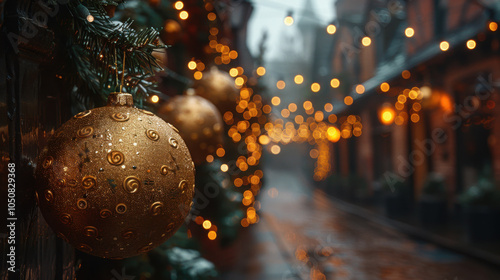 Festive decoration on the street in winter.