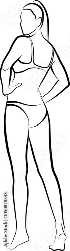 Sketch Of Woman In A Bikini - Rear View