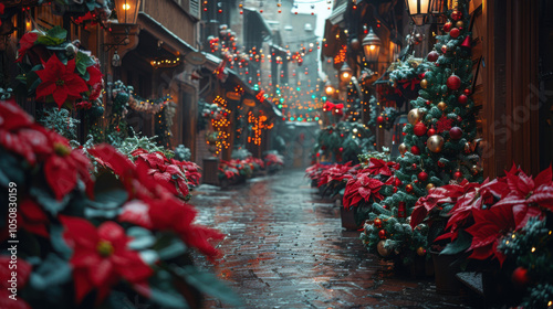 Festive decoration on the street in winter.