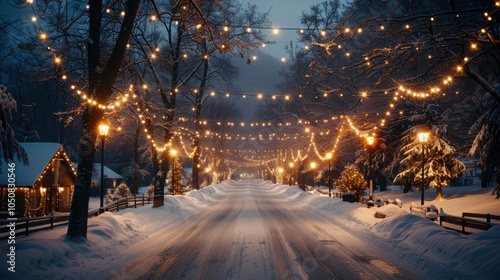 Festive decoration on the street in winter.