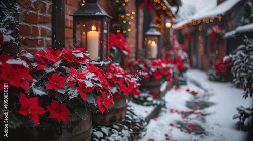 Festive decoration on the street in winter.
