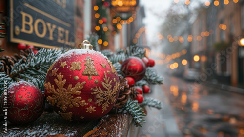 Festive decoration on the street in winter.