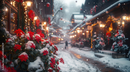 Festive decoration on the street in winter.