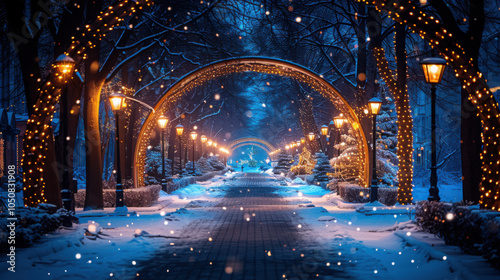 Festive decoration on the street in winter.