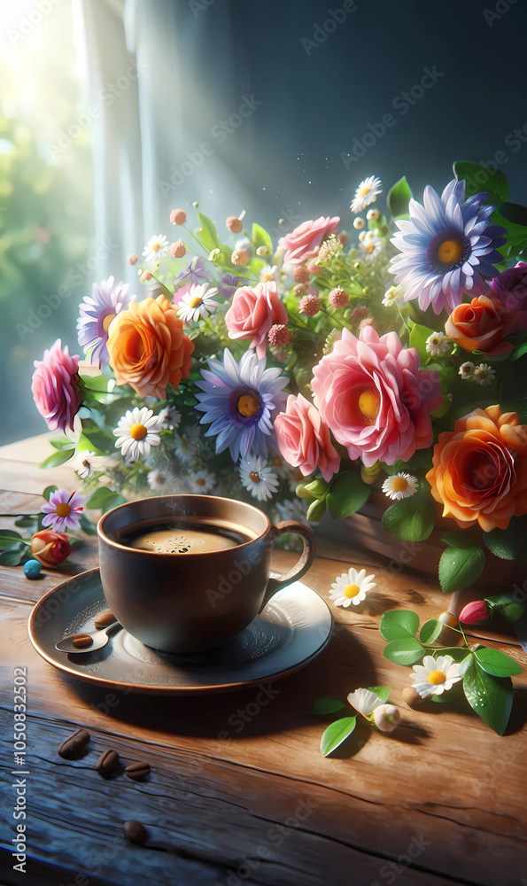 Xícara de Café com Perfume de Flores