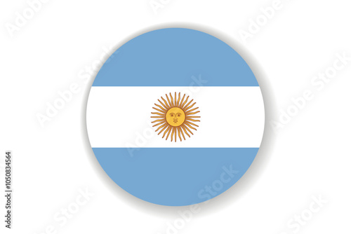 Flag of Argentina. Argentine national symbol in official colors. Template icon. Abstract vector background. Round glass light ball, 3D big bubble, sphere