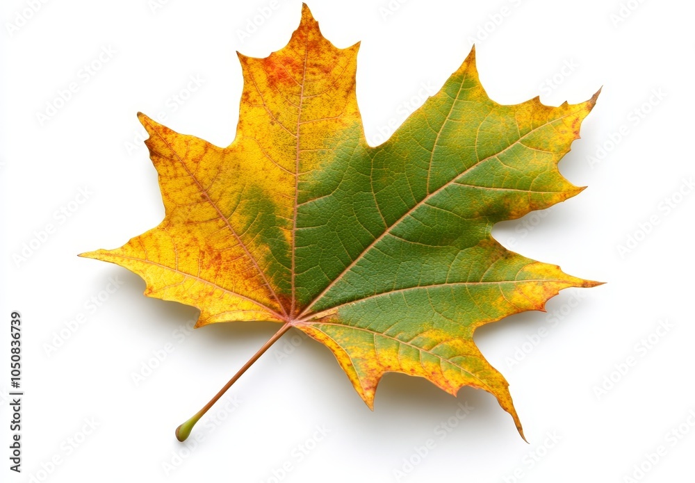 Natural color of an autumn maple leaf on a light background. Natural color of an autumn maple leaf on a light background.