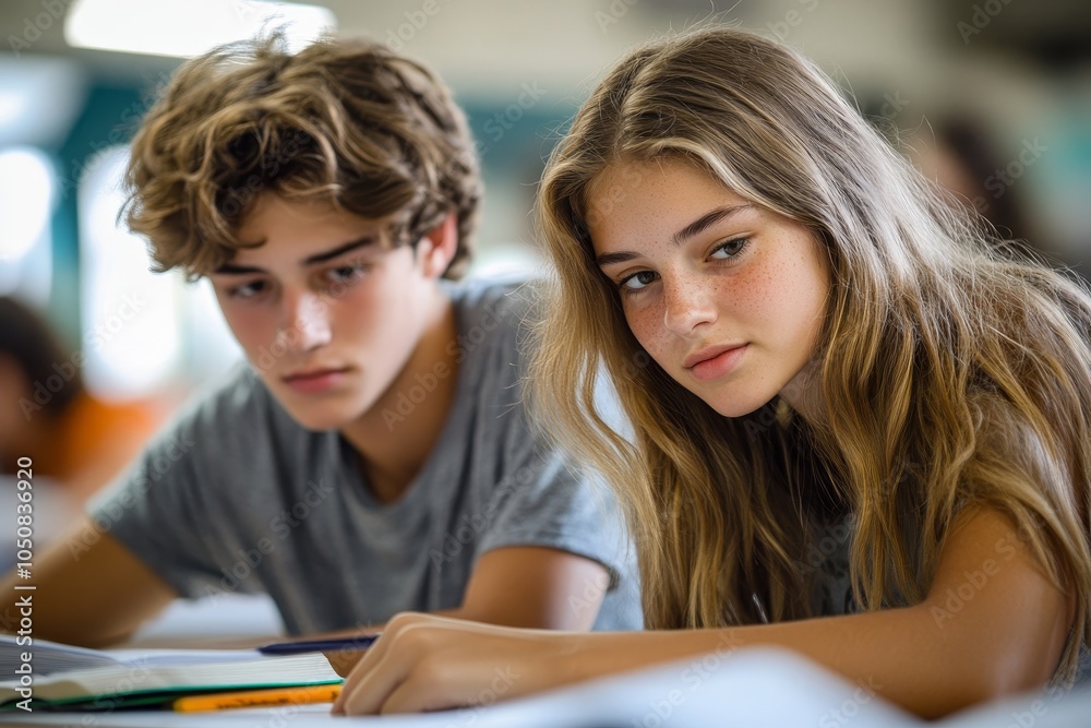 High school students studying, Generative AI High school students studying, Generative AI