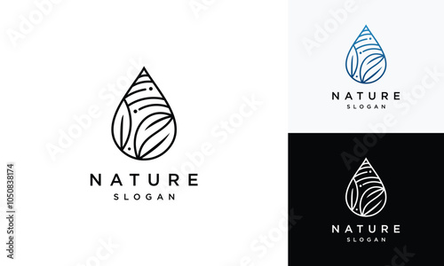 water drop leaf logo vector template .water drop logo icon with leaf photo