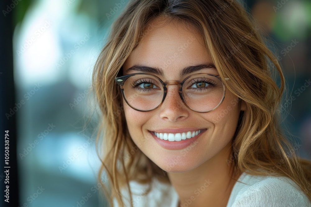 Close up of a smiling female entrepreneur, Generative AI Close up of a smiling female entrepreneur, Generative AI