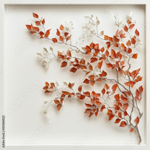 A picture frame with color autumn leaves and copy space