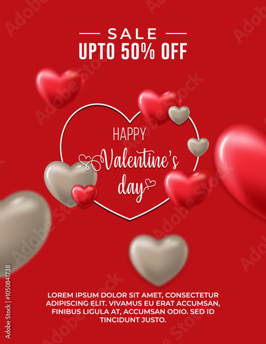 valentines day sale poster with red background