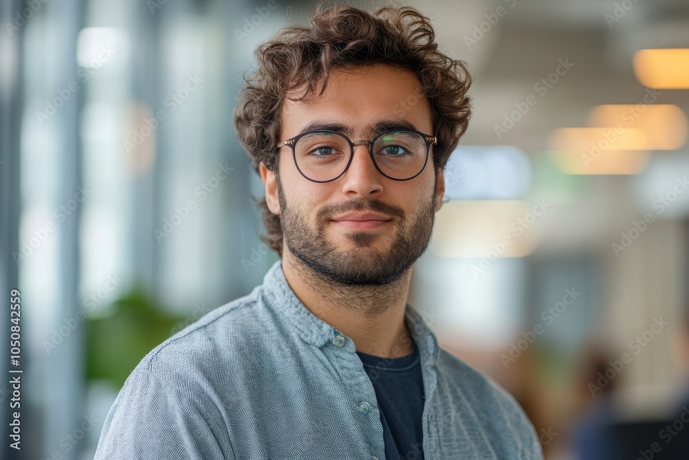Data analyst standing in an office and looking at the camera, Generative AI Data analyst standing in an office and looking at the camera, Generative AI